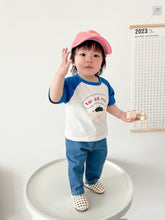 Load image into Gallery viewer, 53112SE-Small and medium-sized children's color-blocked animal print short-sleeved top