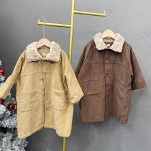 Load image into Gallery viewer, D83127SE-Autumn and winter children's corduroy mid-length plus velvet coat