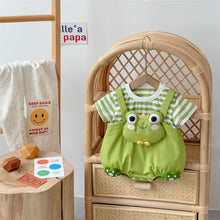 Load image into Gallery viewer, 2402221LS-Summer cartoon frog thin striped fake two-piece short-sleeved climbing clothes