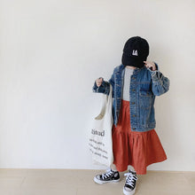 Load image into Gallery viewer, 22065SE-Japanese style tassel lace-up loose wrinkled denim jacket