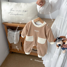 Load image into Gallery viewer, M2403717LS-秋季韓版可愛拼色雙帶口袋連身爬服