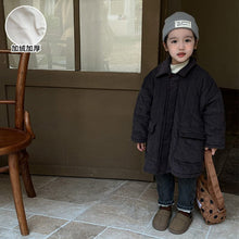 Load image into Gallery viewer, D83313SE-Autumn and winter children's corduroy cotton thickened plus velvet medium-length solid color coat