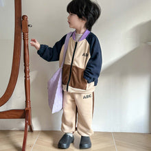 Load image into Gallery viewer, C85070TG-Baby sports color matching casual sweatshirt jacket and pants two-piece set