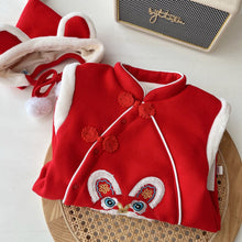 Load image into Gallery viewer, <Taiwan Pavilion>ML905LS-Winter embroidered plus velvet New Year's greetings romper + hat (A3)