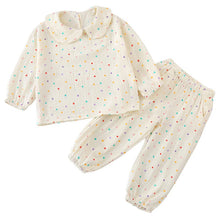 Load image into Gallery viewer, C83187JG-Spring long-sleeved cotton double-layer yarn home top + trousers