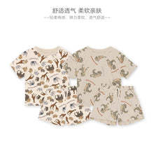 Load image into Gallery viewer, D24340TG-Summer cotton dinosaur animal short-sleeved top + shorts two-piece set