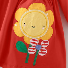 Load image into Gallery viewer, 8910DS-Autumn European and American round neck long sleeve sunflower dress