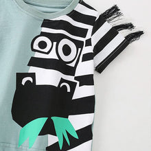 Load image into Gallery viewer, 9521TG-Summer casual round neck short-sleeved zebra top + elastic waist pants two-piece set