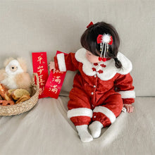 Load image into Gallery viewer, 2304417LS-Autumn and Winter Hundred Days Banquet Chinese Style Shawl Plus Velvet New Year Greetings Climbing Clothes