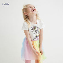 Load image into Gallery viewer, S1541DS-Little maven summer European and American mesh unicorn girl dress