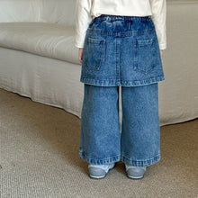 Load image into Gallery viewer, DK250688PA-秋冬季抓絨假兩件牛仔款褲