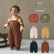 Load image into Gallery viewer, D22907LS-Autumn and winter thin velvet overalls & English long-sleeved top set