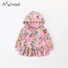 Load image into Gallery viewer, 9034SE-Autumn and winter floral zipper hooded long-sleeved jacket