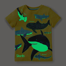Load image into Gallery viewer, 67192SE-Shark pattern luminous children's short-sleeved top