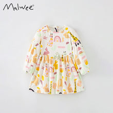 Load image into Gallery viewer, 8913DS-malwee autumn clothing European and American children's animal print long-sleeved dress