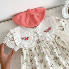 Load image into Gallery viewer, H10080LS-Summer embroidered large lapel baby girl short-sleeved bodysuit