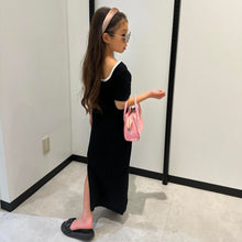 將圖片載入圖庫檢視器 285PCW-夏季坑條彈性短袖日系親子洋裝