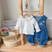 Load image into Gallery viewer, 2401424LS- Spring denim overalls + inner wear two-piece set