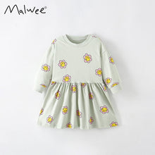 Load image into Gallery viewer, 8930DS-Autumn malwee European and American children's casual sunflower long-sleeved dress