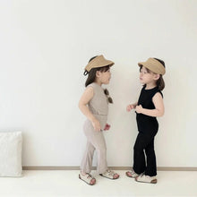 將圖片載入圖庫檢視器 24047TG-夏日韓版冰絲上衣+闊腿褲純色涼感套裝