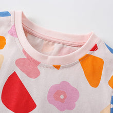 Load image into Gallery viewer, 9513TG-Summer European and American children's casual geometric print round neck short-sleeved top + elastic waist shorts