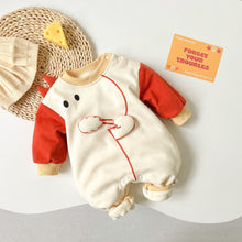 Load image into Gallery viewer, 2304237LS-Autumn and winter little dinosaur plus velvet and warm crawling clothes