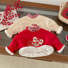 Load image into Gallery viewer, AY718SE-Winter children's plush embroidered New Year's greetings top