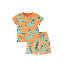 Load image into Gallery viewer, 9569TG-Summer European and American children's casual round neck short-sleeved crocodile top + pants set