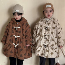 Load image into Gallery viewer, D83290SE-Autumn and winter thickened ox horn corduroy bear hooded jacket