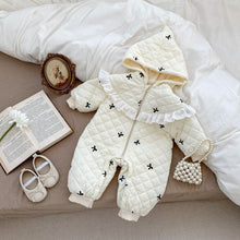 Load image into Gallery viewer, S23285LS-Winter Bow Lace Padded Hooded Climbing Suit