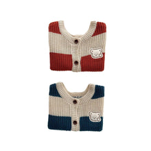 Load image into Gallery viewer, MY7303SE-Autumn and winter fashion striped bear patch open vest