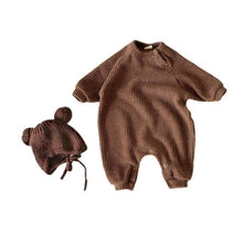 Load image into Gallery viewer, Y93102LS-Autumn and winter imitation woolen raglan long-sleeved bodysuit + hat