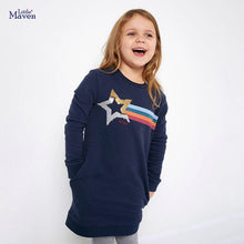 Load image into Gallery viewer, S1629DS-Little maven autumn European and American girls star long-sleeved dress