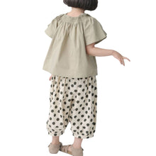 Load image into Gallery viewer, BB2419PCW-Summer Japanese Girls Solid Color Baby Shirt Woven Parent-child Top