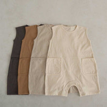 Load image into Gallery viewer, AL711828292215LS-Summer Nordic style solid color patch pocket crawling suit