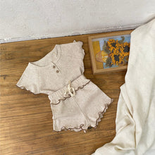 Load image into Gallery viewer, Y5406TG-Summer short-sleeved waffle wave curled short-sleeved T + shorts two-piece set