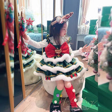 Load image into Gallery viewer, 11602DS-Winter Christmas Lolita Cake Dress + Deer Antler Headband + Socks & Inner Top