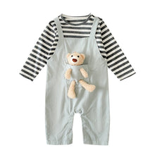 Load image into Gallery viewer, BRW1164PA-Spring and Autumn Korean Style Fake Two-Piece Bear Striped Overalls