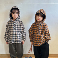 Load image into Gallery viewer, Q83025SE-Spring and Autumn Plaid Hooded Pullover Bunny Long Sleeve Top