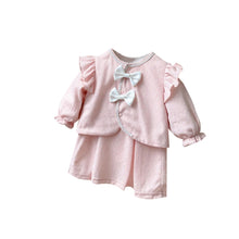 Load image into Gallery viewer, 2303279TG- Korean version of the baby girl sweet cardigan dress two-piece set