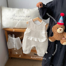 Load image into Gallery viewer, M2514041TG-秋季女童花荷葉花邊上衣&背心連體長褲