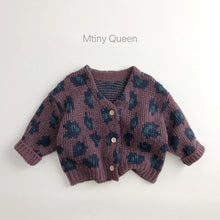 Load image into Gallery viewer, 23K42SE-Korean version of the mohair leopard sweater knitted v-neck casual jacket