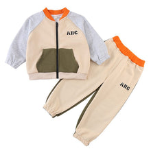 Load image into Gallery viewer, C85070TG-Baby sports color matching casual sweatshirt jacket and pants two-piece set