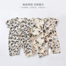 Load image into Gallery viewer, D24335LS-Summer short-sleeved animal print crawler suit
