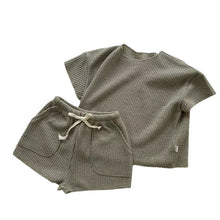 Load image into Gallery viewer, 80D187TG- Korean style short-sleeved simple baby lazy style knitted two-piece suit