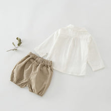 Load image into Gallery viewer, 71722TG-Summer Korean style lapel long-sleeved bow tie top + shorts two-piece set