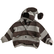 Load image into Gallery viewer, 23K38SE-Spring and Autumn Korean version of wool ball striped knitted ball cap jacket