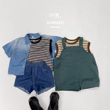 Load image into Gallery viewer, 1210SE-Forest style summer Korean style round neck children's striped vest