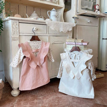 Load image into Gallery viewer, Y6342LS-Baby Girls V-neck Lotus Sleeve Pocket Vest Dress