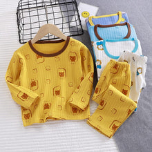 將圖片載入圖庫檢視器 AN01JG-春秋坑條純棉兒童長袖家居套裝